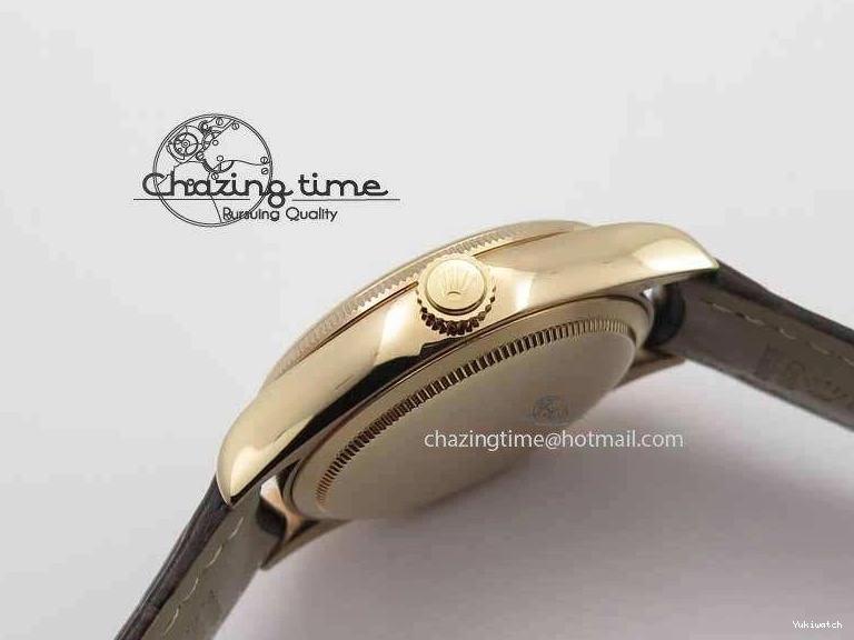 Brown On VF Date Best Cellini Dial A3165 White Strap RG Stick Markers Leather Edition 0104